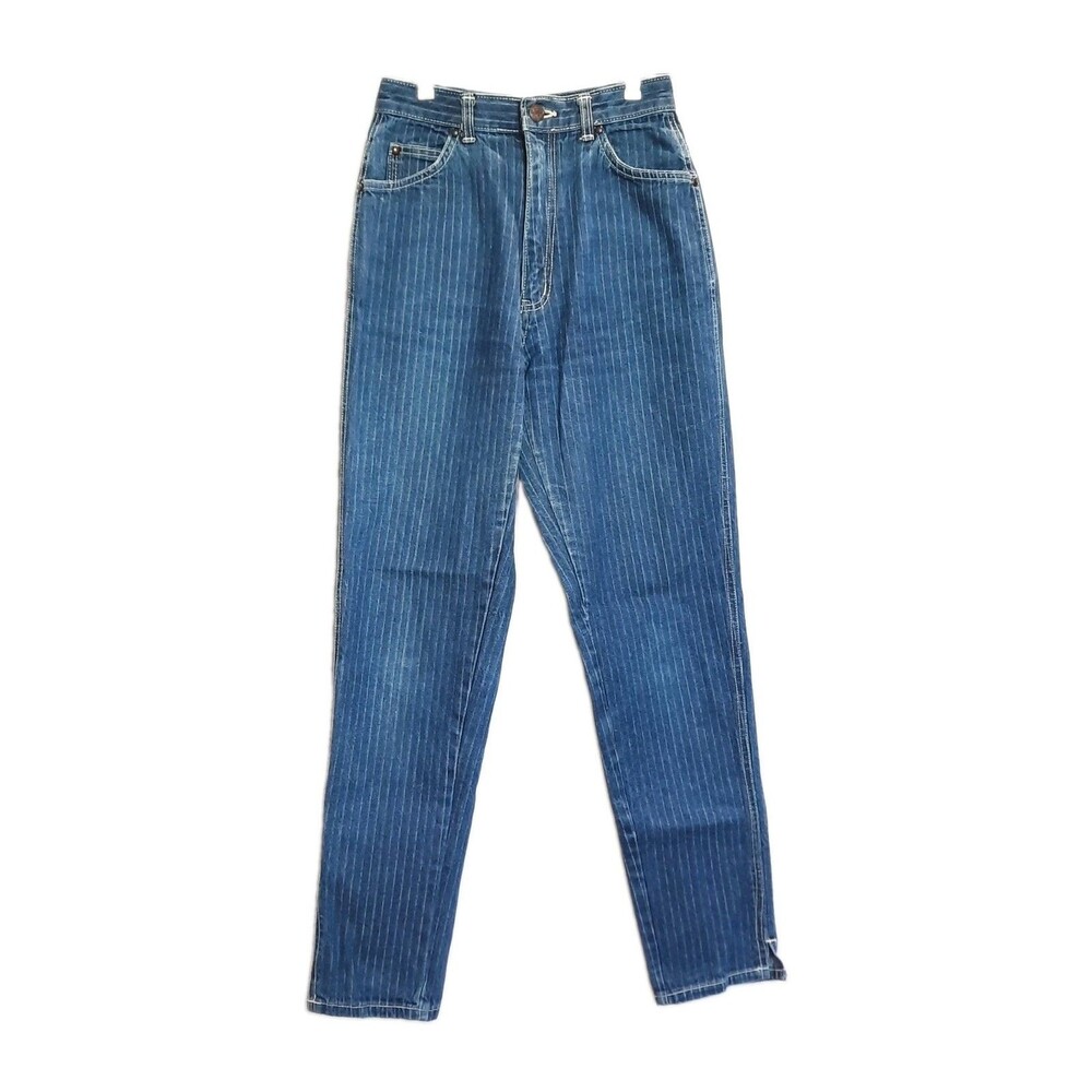 Vintage 80s Christinas High Waisted Pinstripe Jeans Size 7/8 Rigid Mom Denim